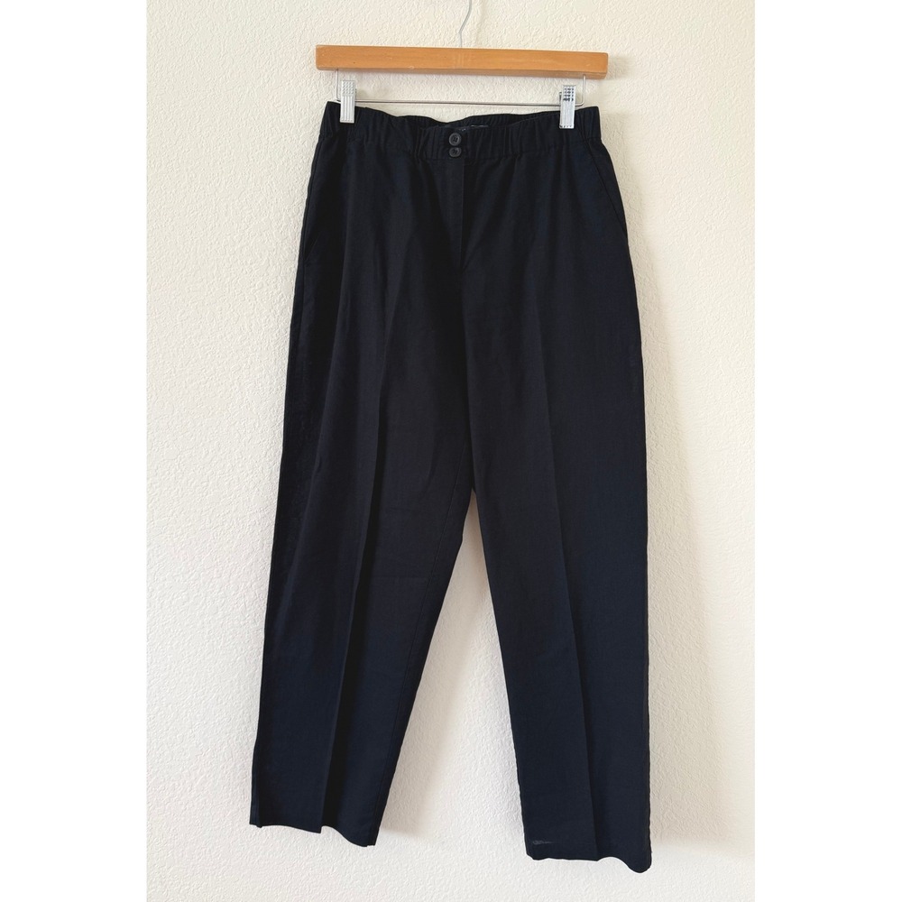 Gudrun Sjoden Black Linen Cotton Blend High Rise Tapered Pants Women's Small